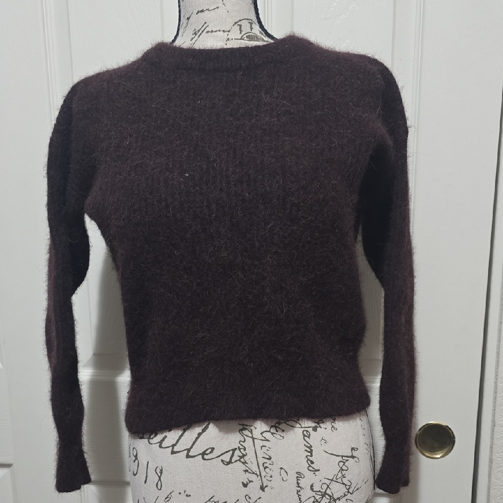 Banana Republic BR HTG SF78 Brown Alpaca Wool Cropped Crewneck Sweater Small